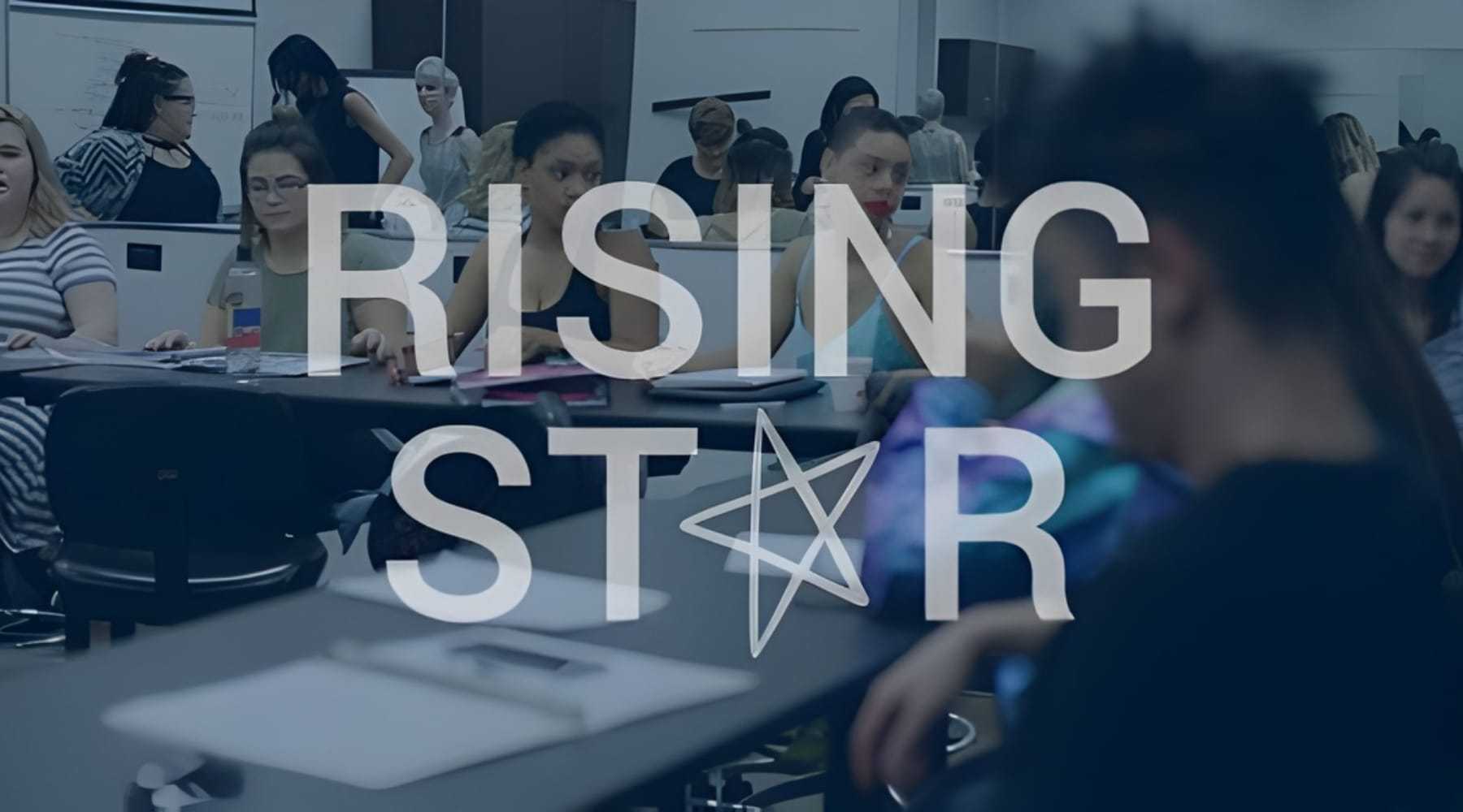 Students collaborate in a classroom with "Rising Star" text overlay.